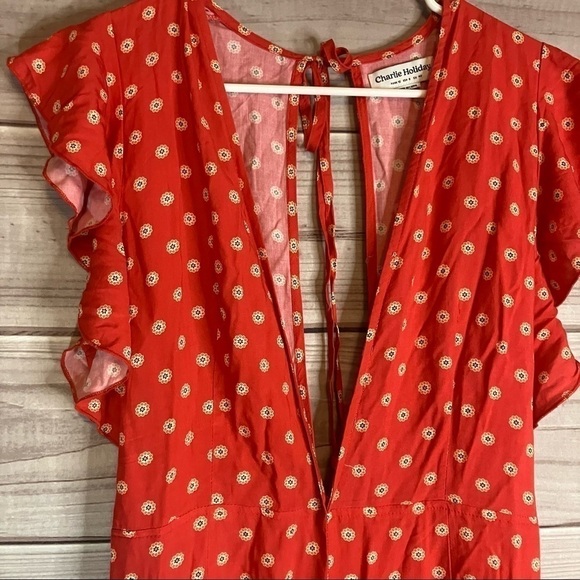 Charlie Holiday Jetsetter Wide Leg Jumpsuit in Aztec Red - Picture 4 of 14